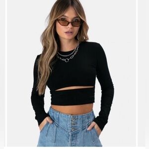 Adika long sleeve black crop top size S